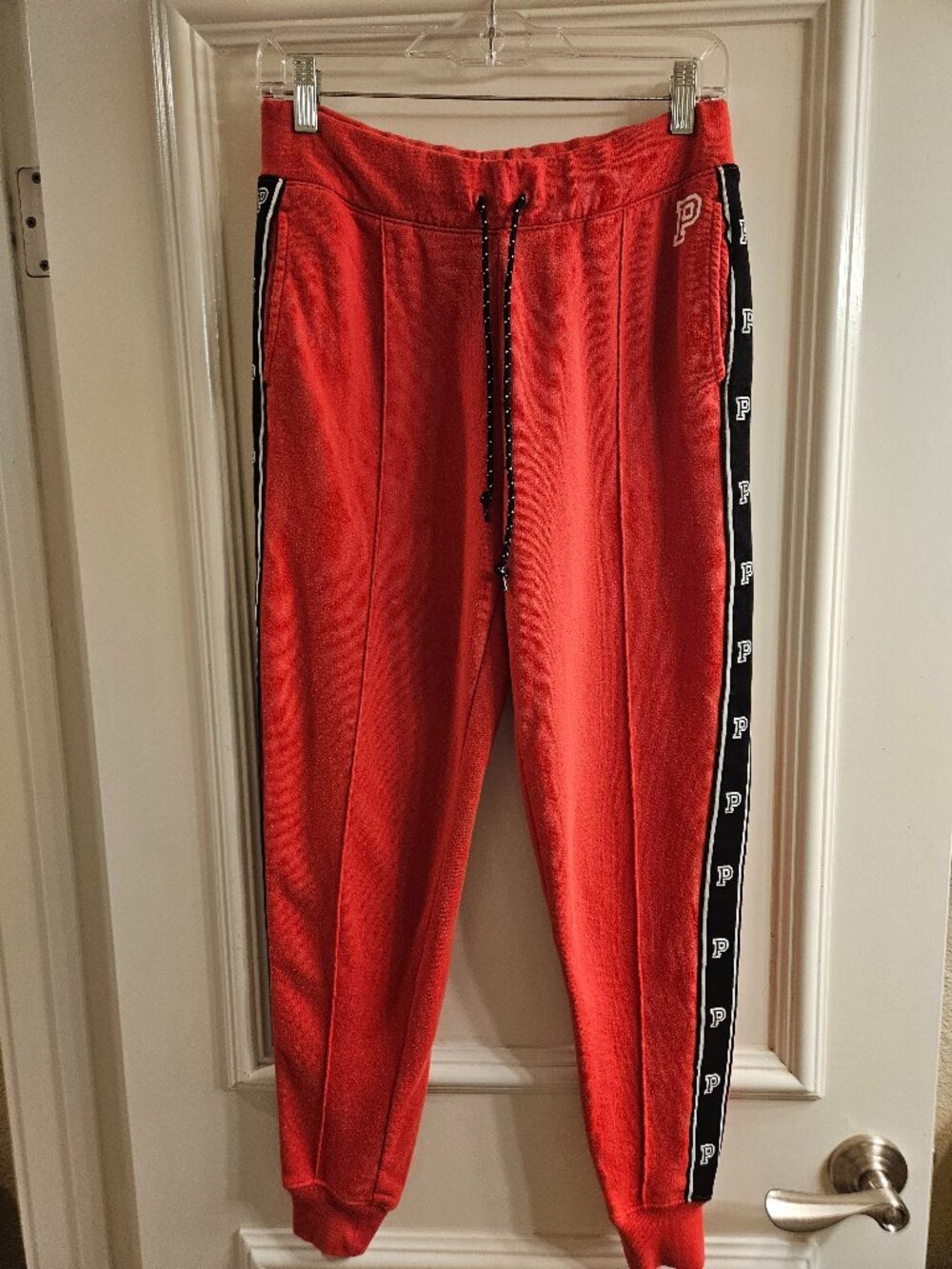 PINK Red Logo Tape Jogger Sweatpants Size S